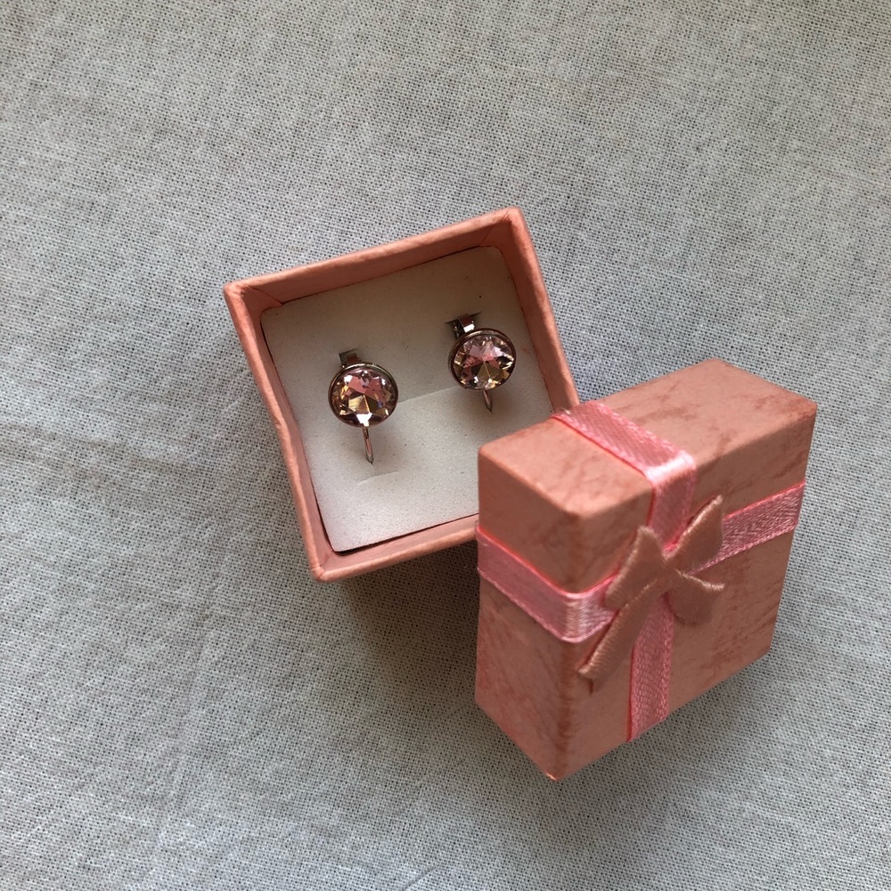 Pink Swarovski Elements Earrings in Box